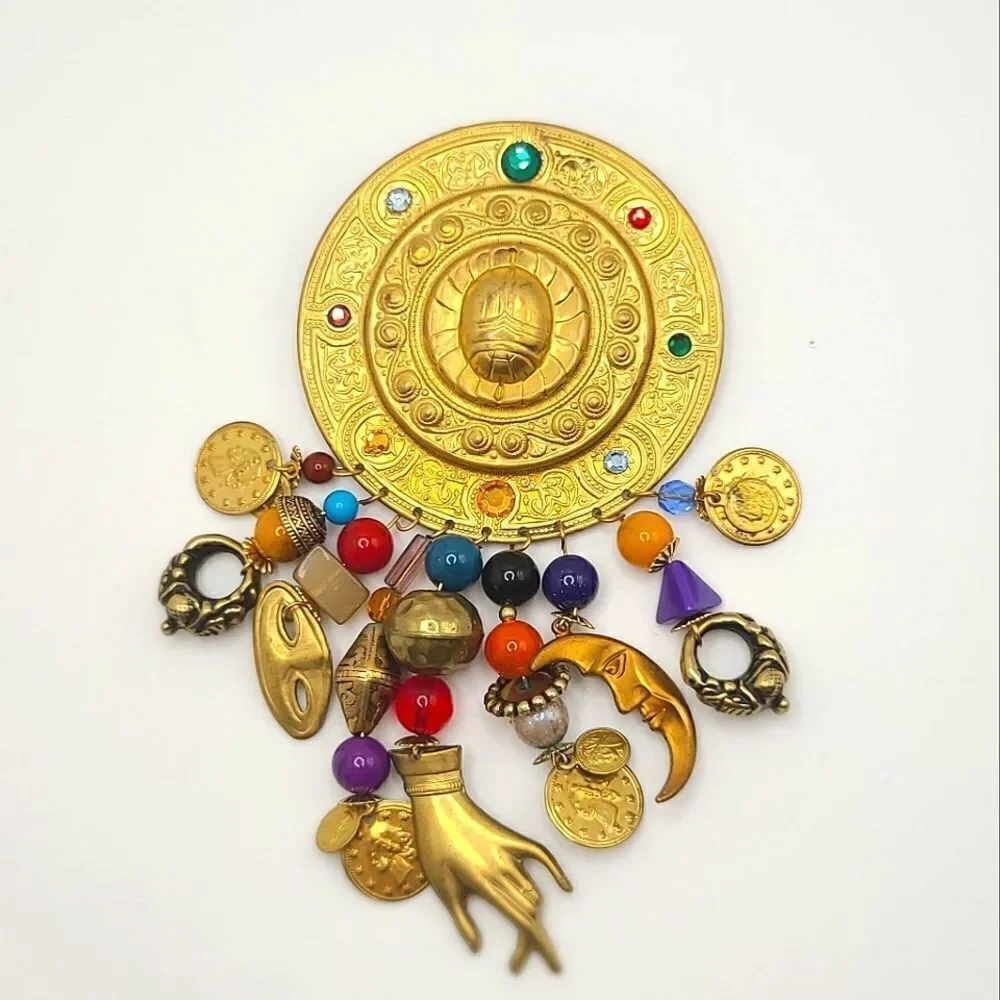 Unusual Large Brooch Pin,  goldtone